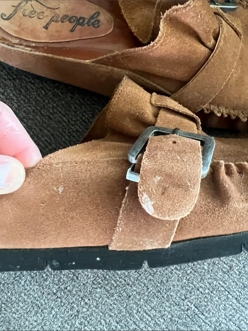 Free People women’s size 8.5 Brown Suede Buckle Slip-On Moccasins